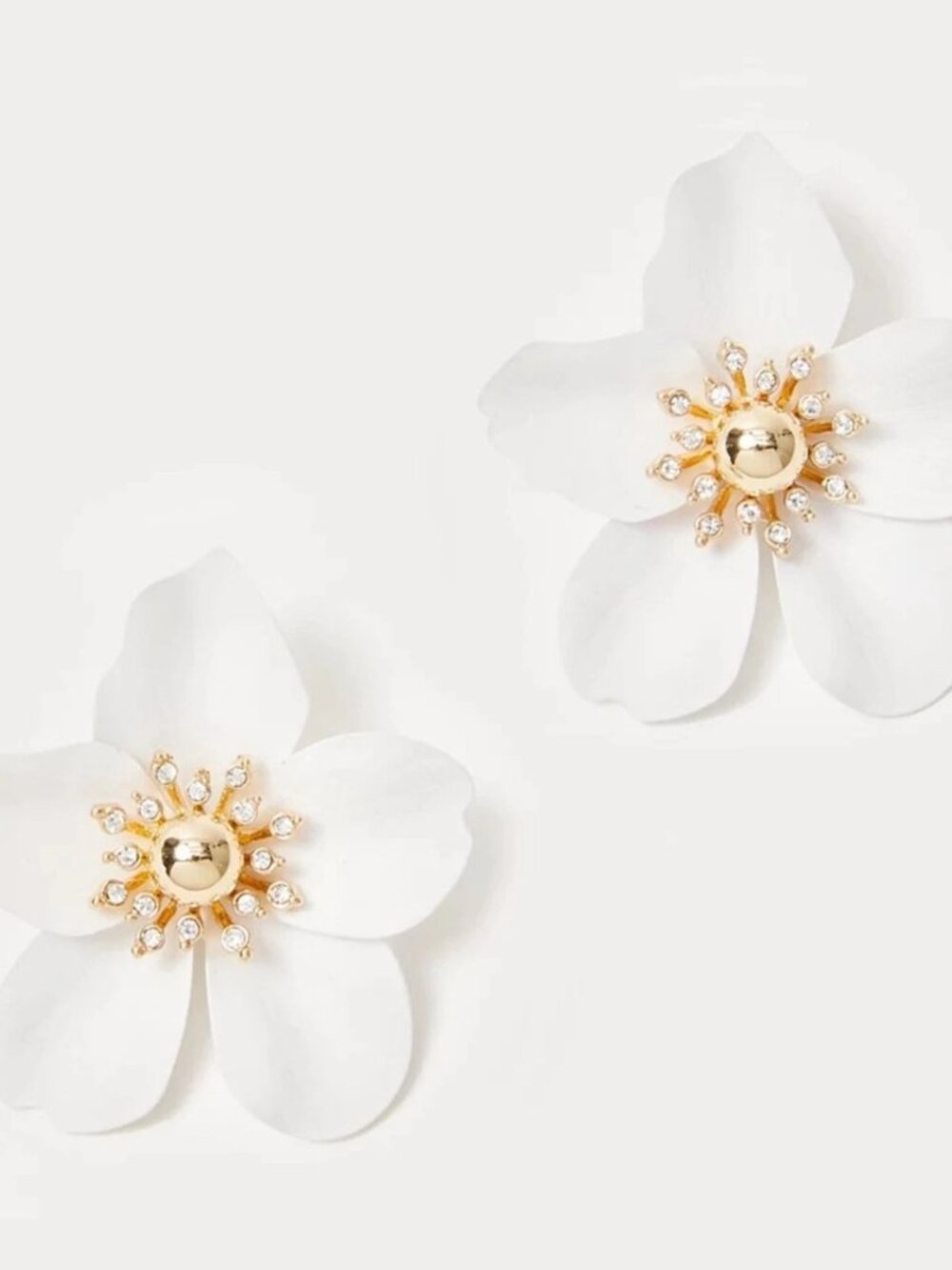 NWT Lilly Pulitzer Earrings Oversized Orchid Flowers Resort White Gold Tropical